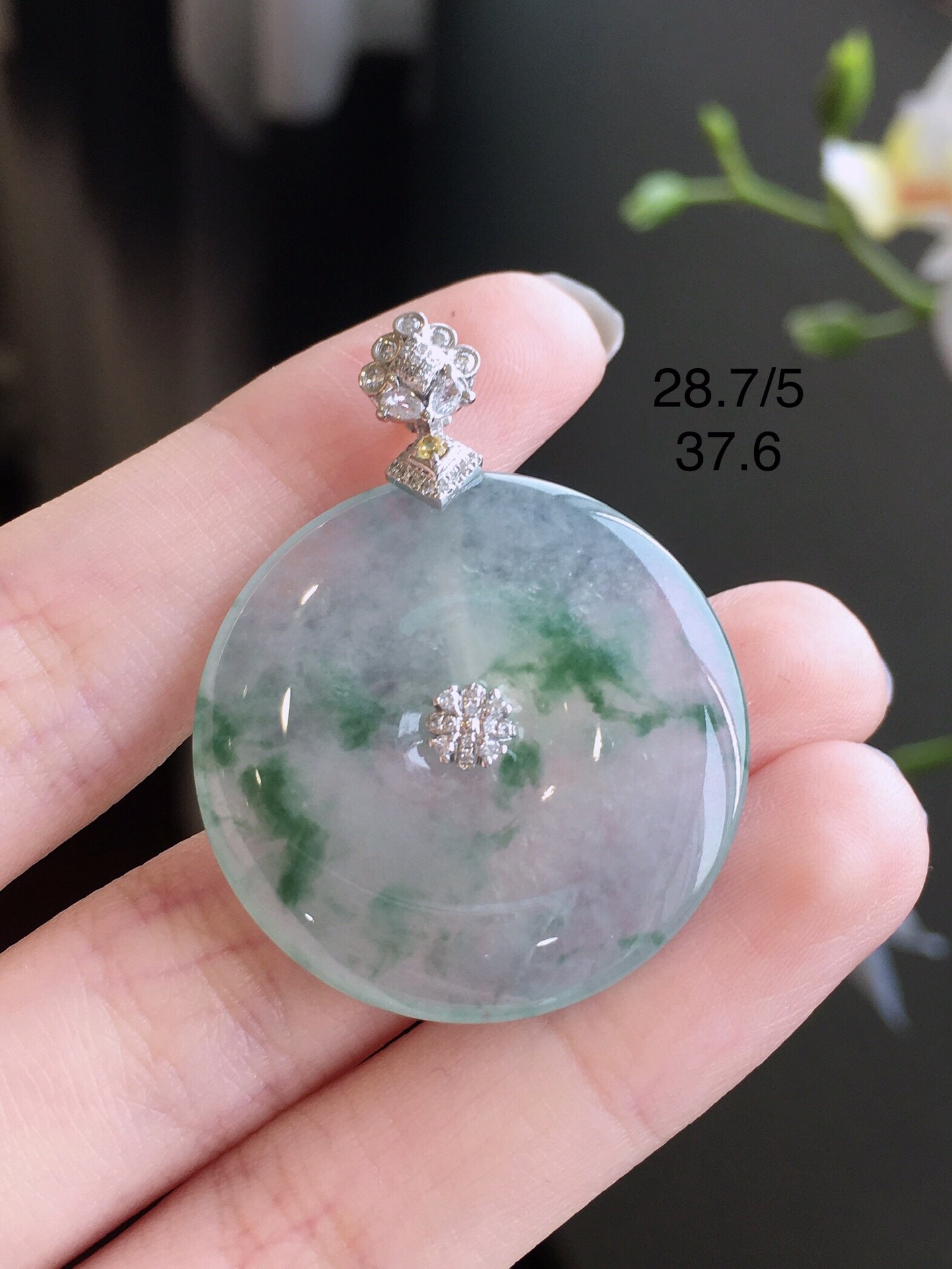 冰飘花平安扣吊坠(图2)